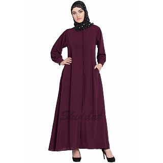 Front open Cardigan abaya- Wine color